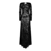 Victoria Beckham Svart Paljettbroderad Cut-Out Klänning Black, Dam