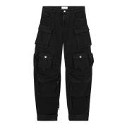 The Attico Svarta Lös Passform Bomullsjeans Black, Dam