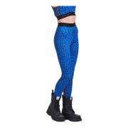 4Giveness Polka Dot Lycra Leggings Elastiskt Logo Blue, Dam