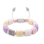 Nialaya Women's Cream, White, Lavender & Soft Pink Ceramic Flatbead Br...