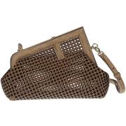 Fendi Studded clutch med justerbar rem Brown, Dam