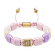 Nialaya Women's White, Cream, Soft Pink & Lavender Ceramic Flatbead Br...