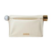 Jacquemus Geometrisk Maskinvara Läder Clutch Beige, Dam