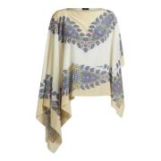 Etro Vit Sidens Paisley Print Poncho Multicolor, Dam