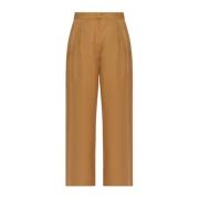 Max Mara Brun Linne Sidenbyxor Elegant Fickor Brown, Dam