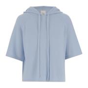 Allude Stickad Hoodie i Bomullsblend Blue, Dam