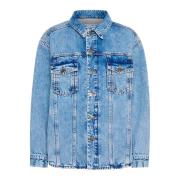 Ball Oversized Denimjacka med Cool Print Blue, Dam