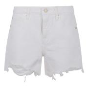 7 For All Mankind Mjölkväg Distress Hem Långa Shorts White, Dam