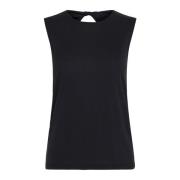 ICHI Svart Blus med Halsringning Black, Dam