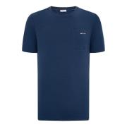 Kiton Blå T-shirt med bröstficka Blue, Herr