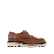 Maison Kitsuné Mörkbruna Mocka Läder Derbies Brown, Herr