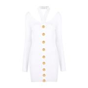 Balmain Vit Halterneck Stickad Klänning White, Dam