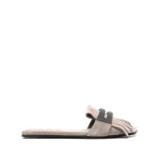 Brunello Cucinelli Mocka Frans Sandal Beige, Dam