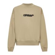 Off White Beige Bookish Logo Sweater Beige, Herr