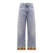 Valentino Jacquard Profil Jeans med Dragkedja Blue, Dam