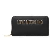 Love Moschino Svart Plånbok med Guldlogotyp Black, Dam