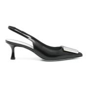 Roberto Festa Svarta slingback-sandaler i läder med applikation Black,...