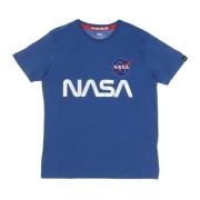 Alpha Industries Reflekterande Nasa Logotyp Blå T-shirt Blue, Herr