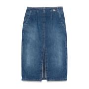 Elisabetta Franchi Denim Pennkjol med Franska Fickor Blue, Dam