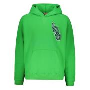 Kenzo Justera bomullshoodie med logopatch Green, Herr