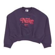 Nike Sporty Cropped Crewneck Sweatshirt Trend Purple, Dam