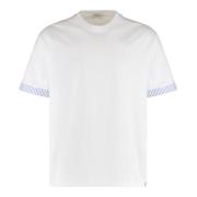 Paolo Pecora Räfflad crew-neck T-shirt, Oversize Fit White, Herr