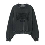 Alexander Wang Svart Logo Print Crew Neck Sweater Black, Dam