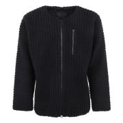 Issey Miyake Veckad Fleece Blouson Jacka Black, Herr