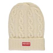 Kenzo College Patch Ullstickad Mössa Beige, Unisex