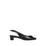 Salvatore Ferragamo Svart Rivada Sling Pump Skor Black, Dam