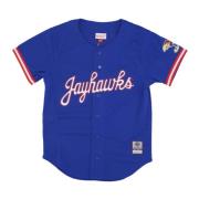 Mitchell & Ness Kansas Jayhawks Mesh Button Down Skjorta Blue, Herr