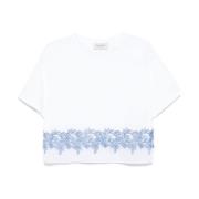 Ermanno Scervino Genomskinlig Panel Crew Neck T-shirt White, Dam