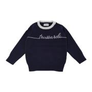 Trussardi Bomullströja med logobroderi Blue, Unisex