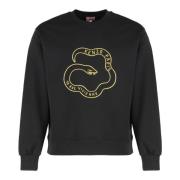 Kenzo Räfflad Bomull Crew-Neck Sweatshirt Black, Herr