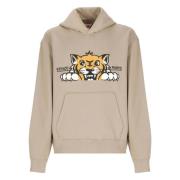 Kenzo Brun bomullshoodie med glad tigerbroderi Brown, Herr