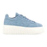 Hogan Clear Blue H-Stripes Denim Sneakers Blue, Dam