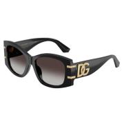 Dolce & Gabbana Gradient Brun Bred Ram Solglasögon Black, Unisex