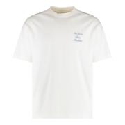 Drole de Monsieur Bomull crew-neck T-shirt, Ribbad krage White, Herr