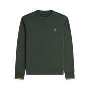 Fred Perry Grön Bomull Crew Neck Tröja Green, Herr