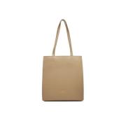 Patrizia Pepe Guld Metall Dragkedja Shopper Väska Beige, Dam