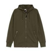 C.P. Company Grön Fleece Zip-Up Hoodie Sweaters Green, Herr