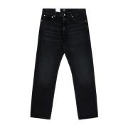 Edwin Svarta Denim Straight Leg Bomullsbyxor Black, Herr