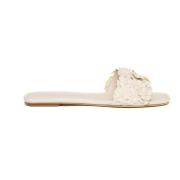 Stuart Weitzman Vit Slide Sandal med Rosor White, Dam