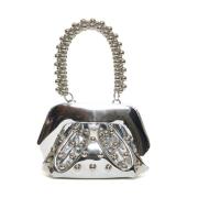 THEMOIRè Silver Studded Ball Handle Clutch Gray, Dam