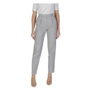 VILA Marl Mönstrad High-Waisted Veckade Byxor Gray, Dam