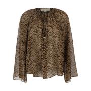 Michael Kors Leopardmönstrad Brun Blus Kvinna Brown, Dam