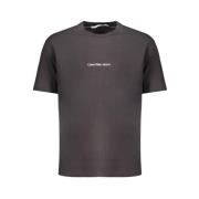 Calvin Klein Svart Bomull T-shirt med Print Logo Black, Herr