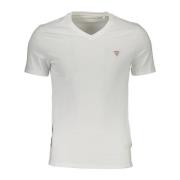 Guess V-ringad logotyp-T-shirt White, Herr