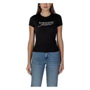 Tommy Jeans Svart Logotyp Tryck Bomull T-shirt Black, Dam