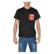 Replay Black Flower Pocket Tee Black, Herr